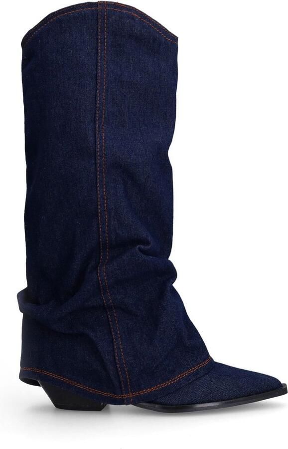 Sacha Dames Donkerblauwe denim cowboylaarzen met flap - Foto 2