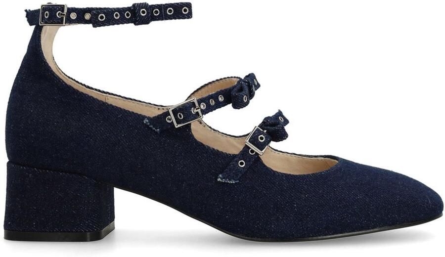 Sacha Dames Donkerblauwe denim Mary Jane's