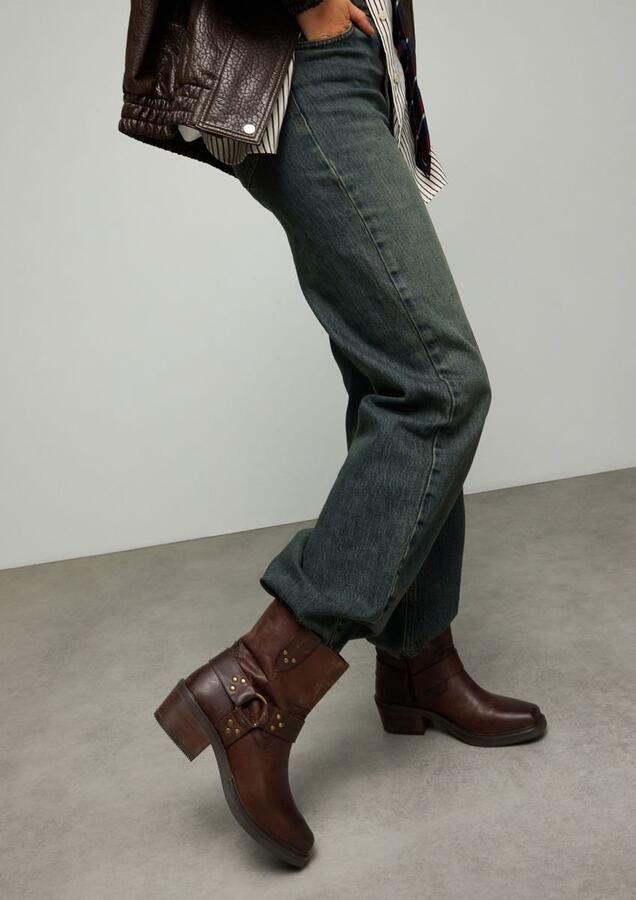 Sacha Dames Donkerbruine leren biker boots - Foto 2