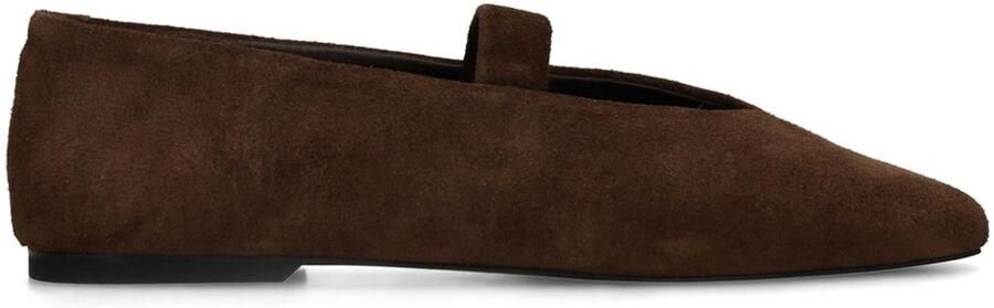 Sacha Dames Donkerbruine suède ballerina's