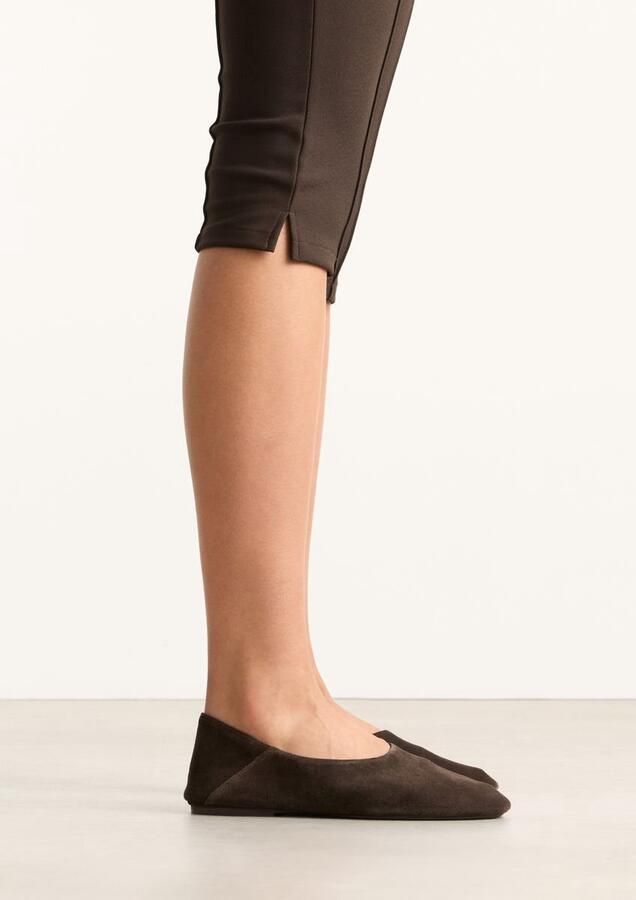 Sacha Dames Donkerbruine suède ballerina's