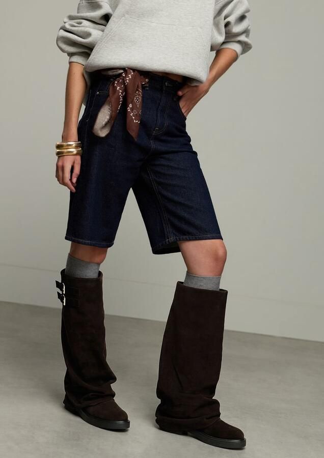 Sacha Dames Donkerbruine suède biker laarzen met flap