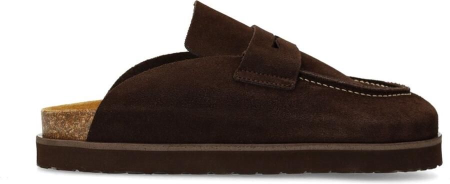 Sacha Dames Donkerbruine suède instappers