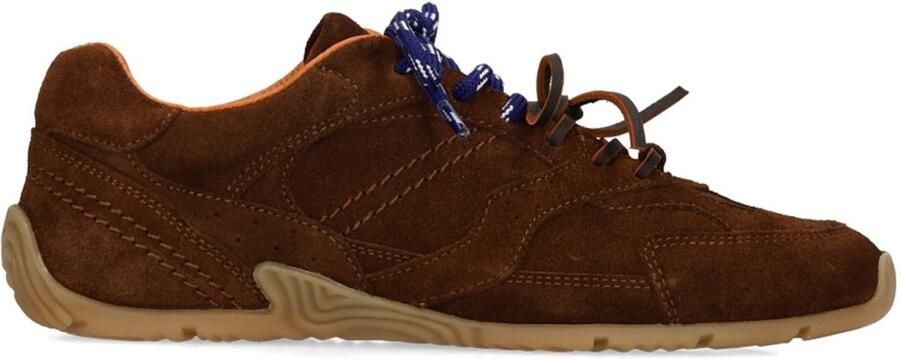 Sacha Dames Donkerbruine suède sneakers met dubbele veters