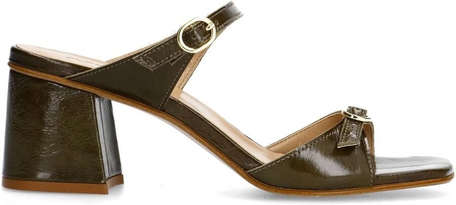 Sacha Dames Donkergroene lak sandalen met hak