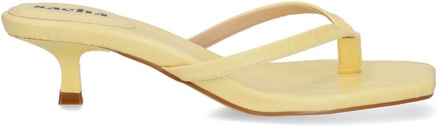 Sacha Dames Gele croco slippers met hak