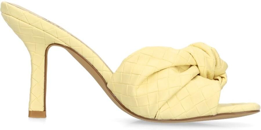 Sacha Dames Gele muiltjes met hak en knoop detail