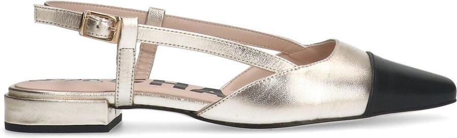Sacha leren slingback loafers goud zwart
