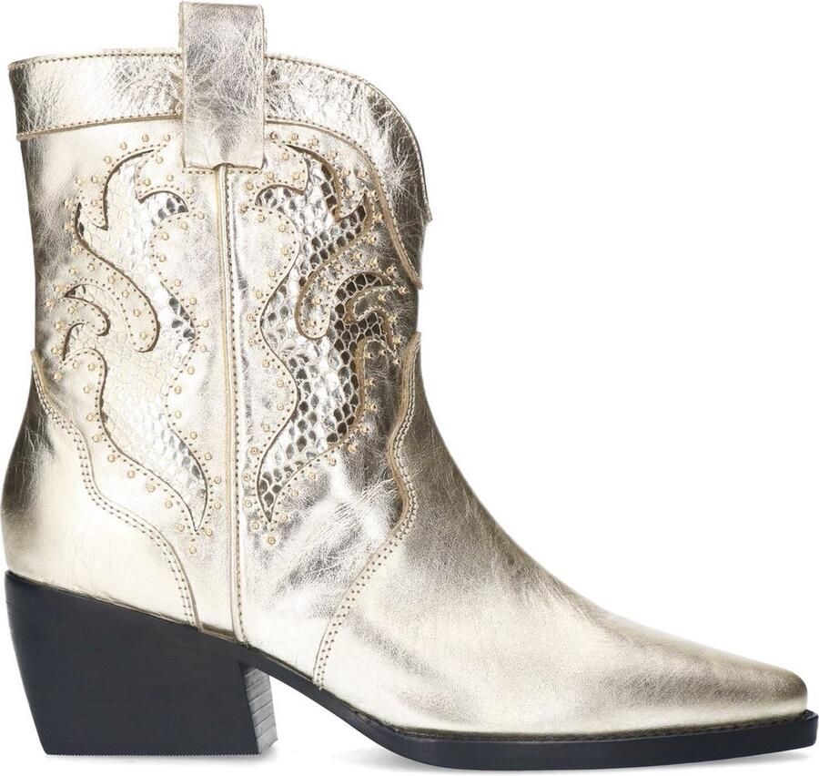 Sacha Dames Gouden metallic cowboylaarsjes met studs - Foto 1