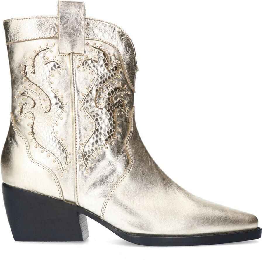 Sacha Dames Gouden metallic cowboylaarsjes met studs