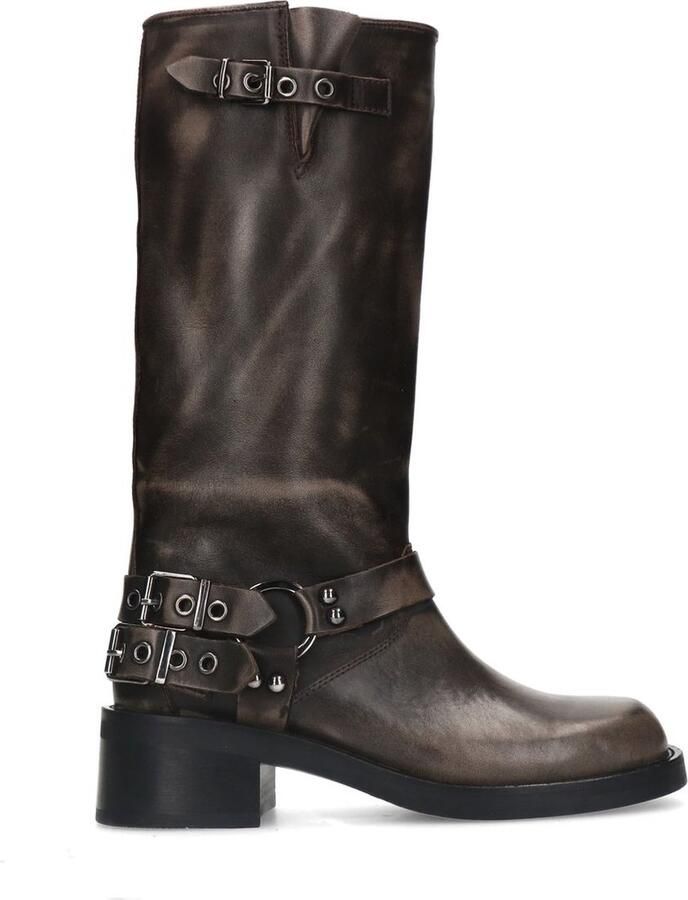 Sacha Dames PRE-ORDER Greywashed buckle biker boots