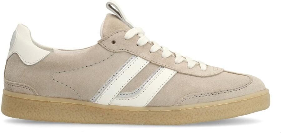 Sacha Dames Grijze suède sneakers met witte details