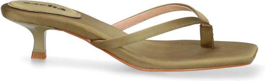 Sacha Dames Groene satijnen slippers met hak
