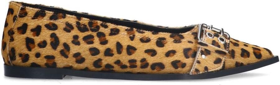 Sacha leren ballerina's met panterprint beige bruin