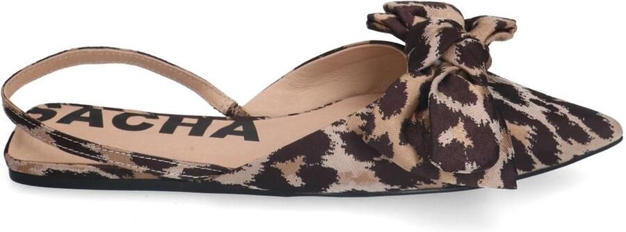 Sacha slingback loafers met panterprint beige bruin