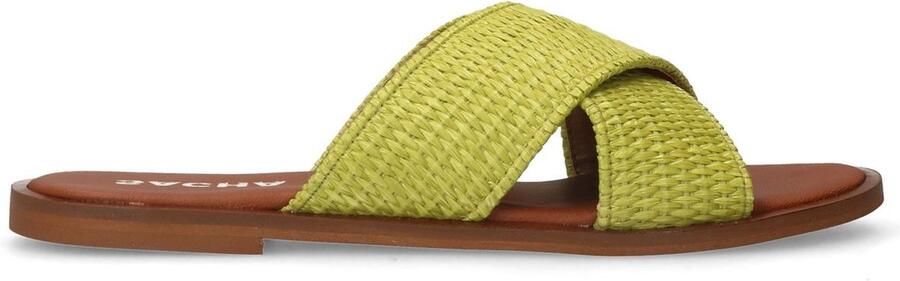 Sacha Dames Lime slippers met gekruiste bandjes - Foto 3