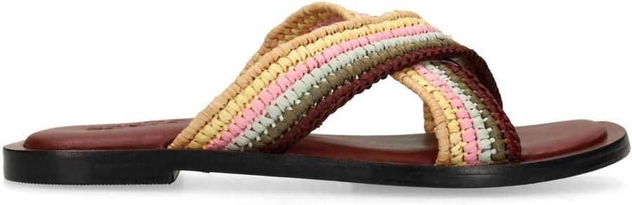 Sacha Dames Multicolor gevlochten slippers