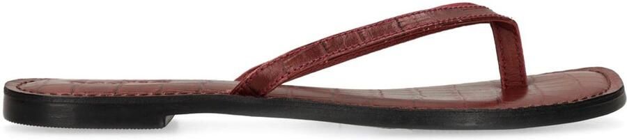 Sacha Dames Rode leren croco teenslippers