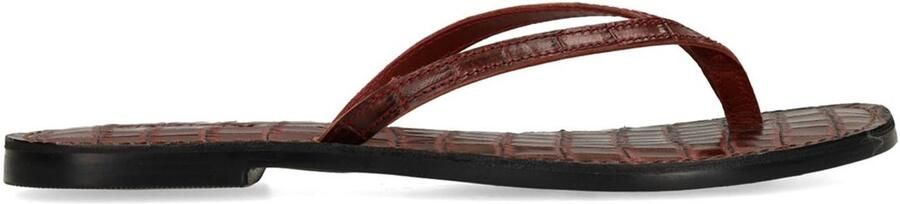 Sacha Dames Rode leren croco teenslippers - Foto 4