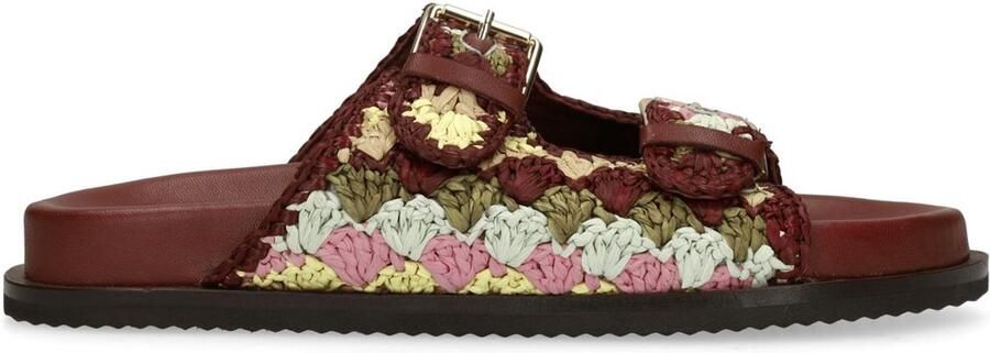 Sacha Dames Rode slippers met goudkleurige buckles