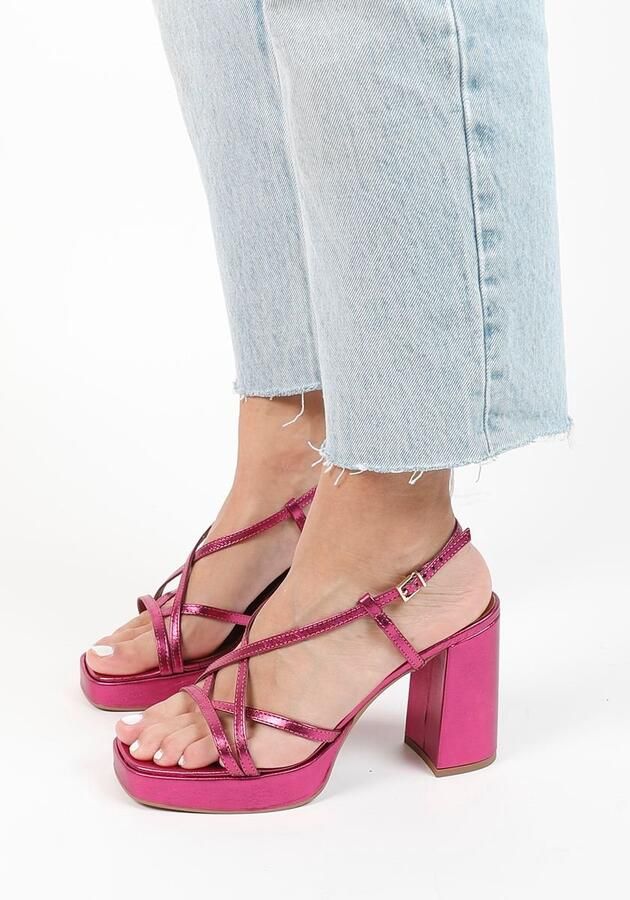 Sacha Dames Roze metallic sandalen met hak - Foto 2