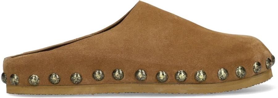 Sacha Dames Taupe suède clogs met studs