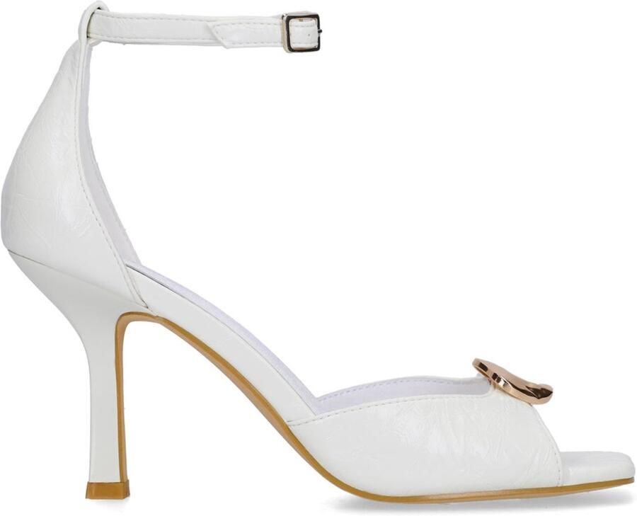 Sacha Dames Witte leren sandalen met hak