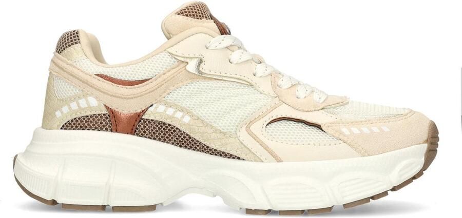Sacha Dames Witte sneakers met beige details