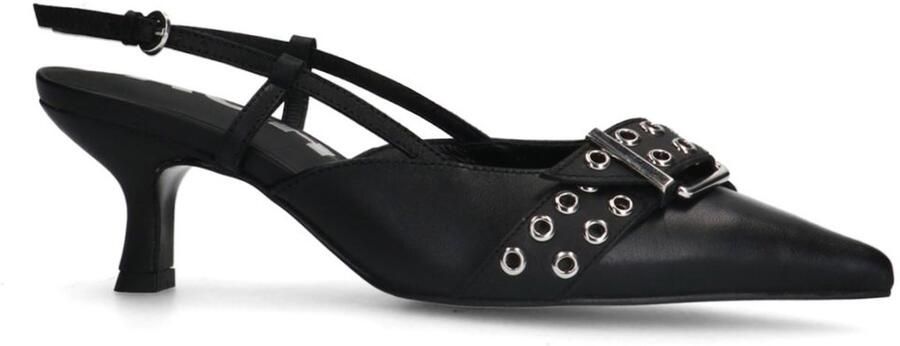 Sacha Dames PRE-ORDER Zwarte buckle slingbacks met kitten heel