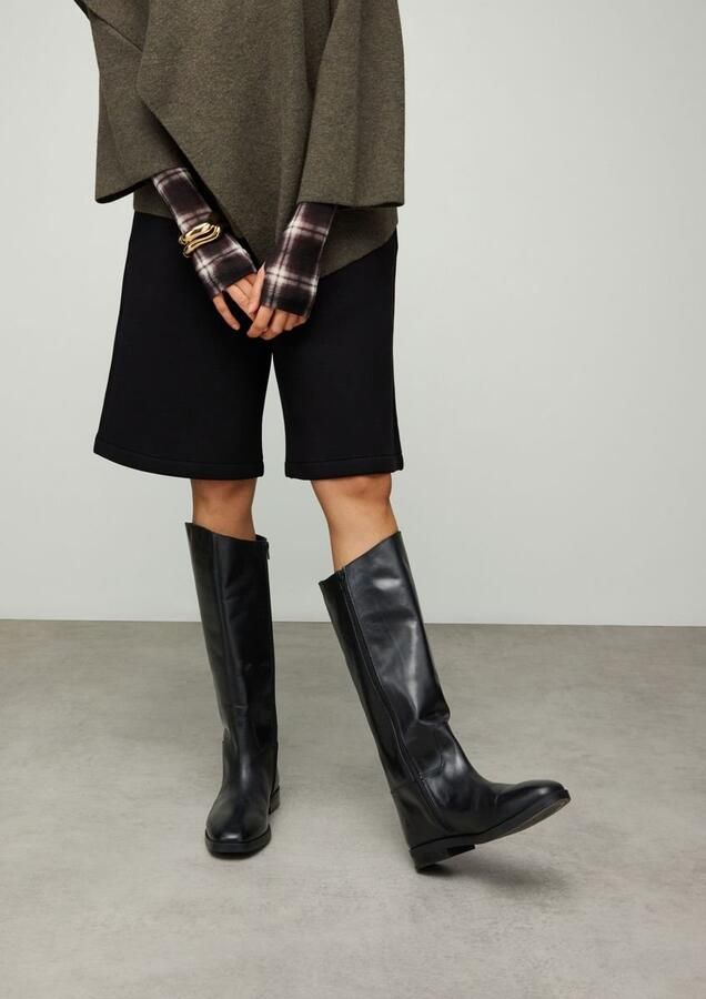 Sacha Dames Zwarte hoge leren laarzen