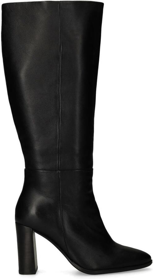 Sacha Dames Zwarte hoge leren laarzen met hak
