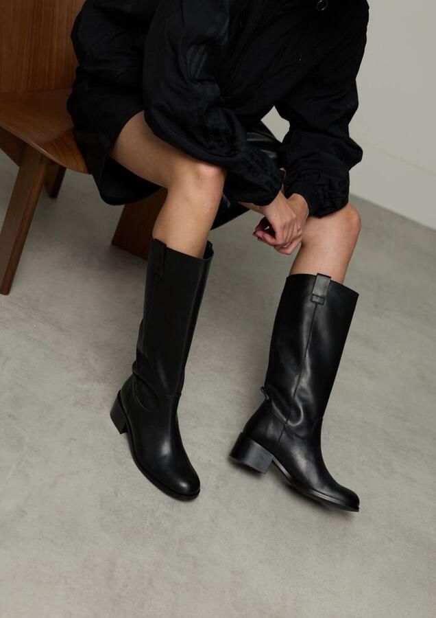 Sacha Dames Zwarte hoge leren laarzen met hak - Foto 2