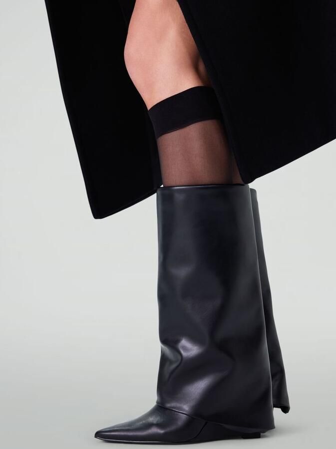 Sacha Dames Zwarte hoge sleehak laarzen met flap - Foto 2