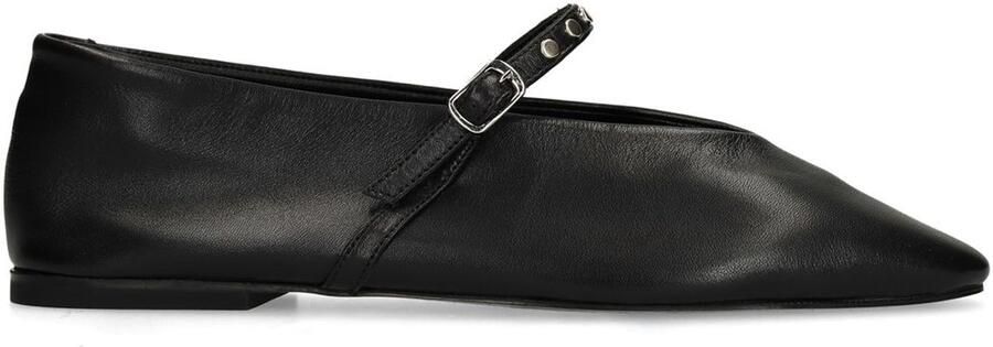 Sacha Dames Zwarte leren ballerina's