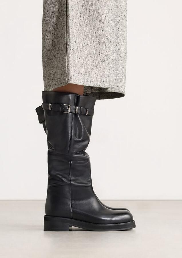 Sacha Dames Zwarte leren buckle biker boots - Foto 4