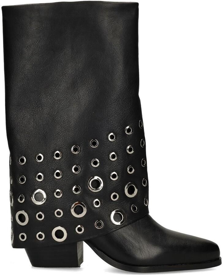 Sacha leren halfhoge laarzen met flap en eyelets zwart - Foto 3