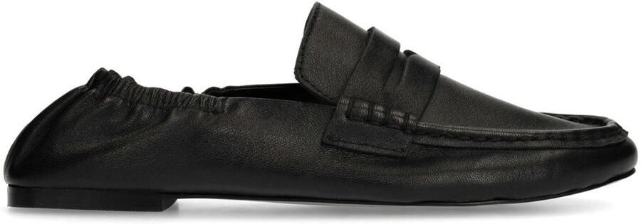 Sacha Dames Zwarte leren loafers met rimpel design