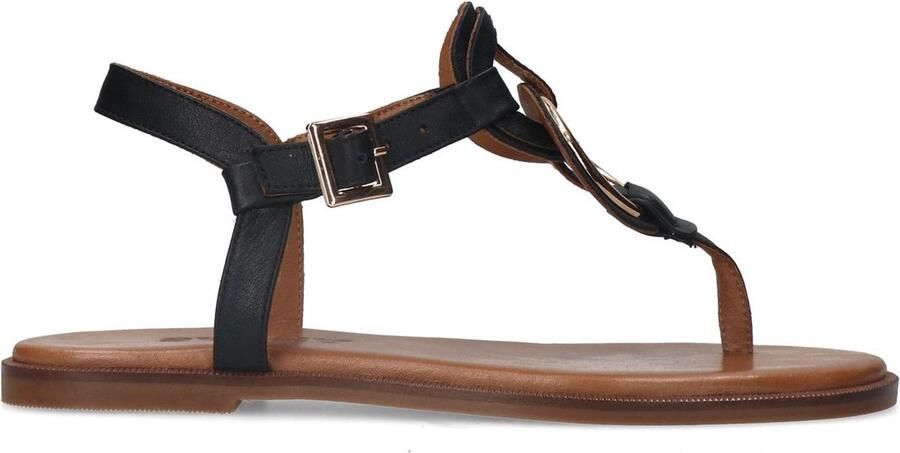 Sacha Dames Zwarte leren sandalen
