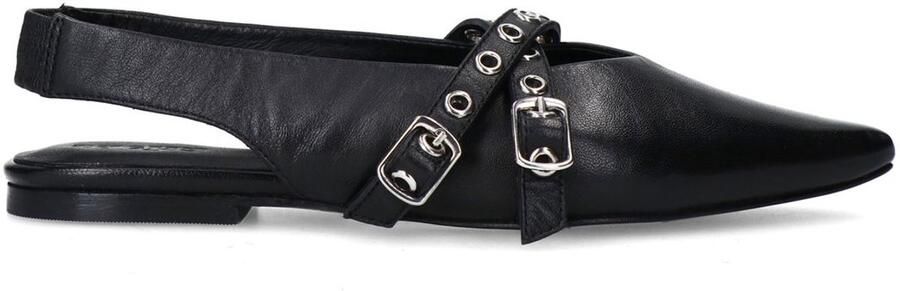 Sacha Dames Zwarte leren slingbacks met buckles