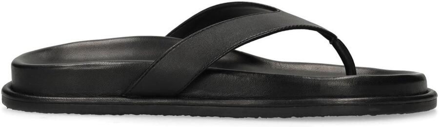 Sacha Dames Zwarte leren slippers