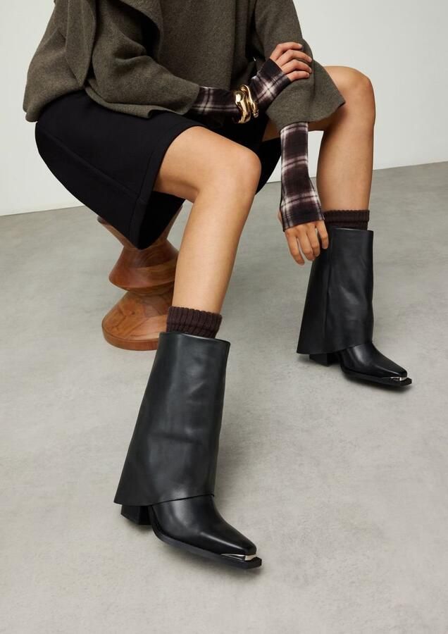 Sacha Dames Zwarte leren western enkellaarsjes met flap