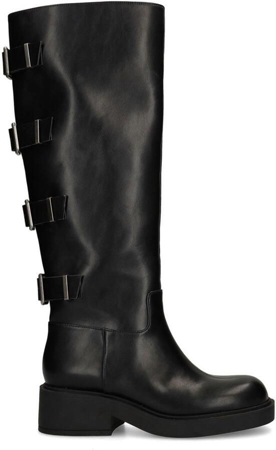 Sacha Dames Zwarte multi buckle biker boots met brede schacht - Foto 4