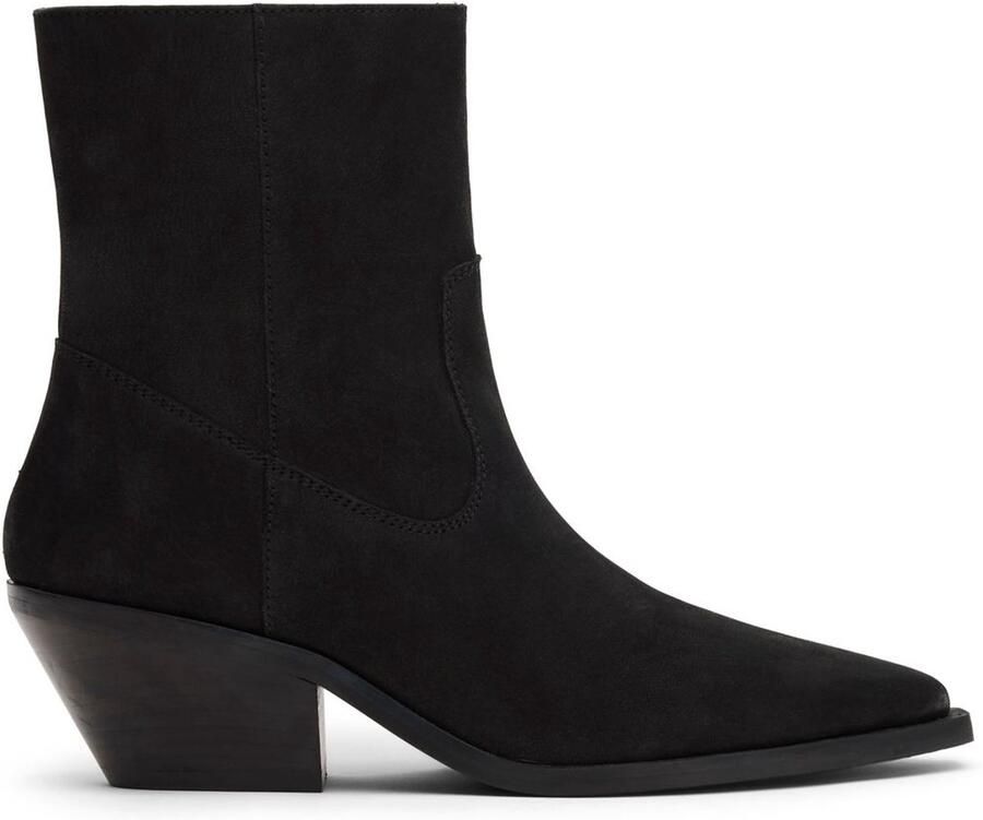 Sacha Dames Zwarte nubuck enkellaarsjes met hak