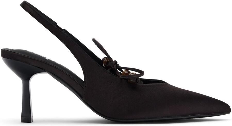 Sacha Dames Zwarte satijnen slingbacks met veters