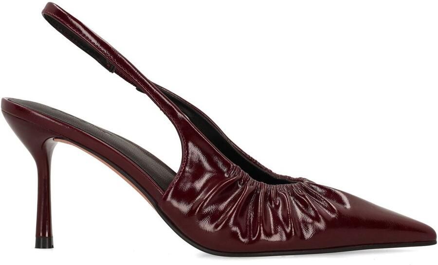 Sacha Dames Burgundy slingback pumps met rimpel effect