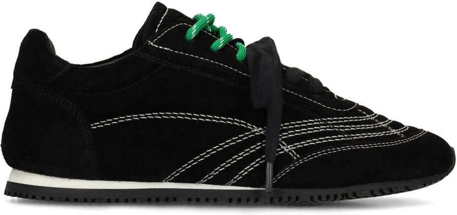 Sacha Dames Zwarte sneakers met dubbele veters