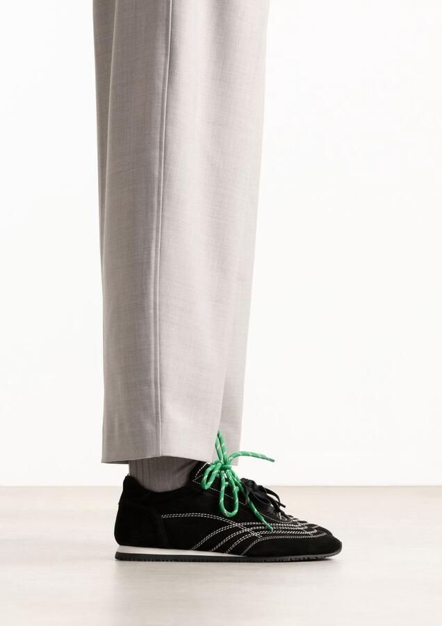 Sacha Dames Zwarte sneakers met dubbele veters