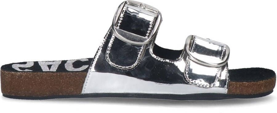 Sacha Dames Zilveren metallic sandalen met gespen
