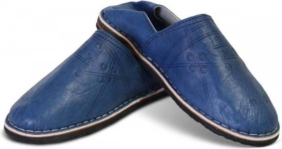Safaary Marokkaanse Babouches Heren Leer Blauw