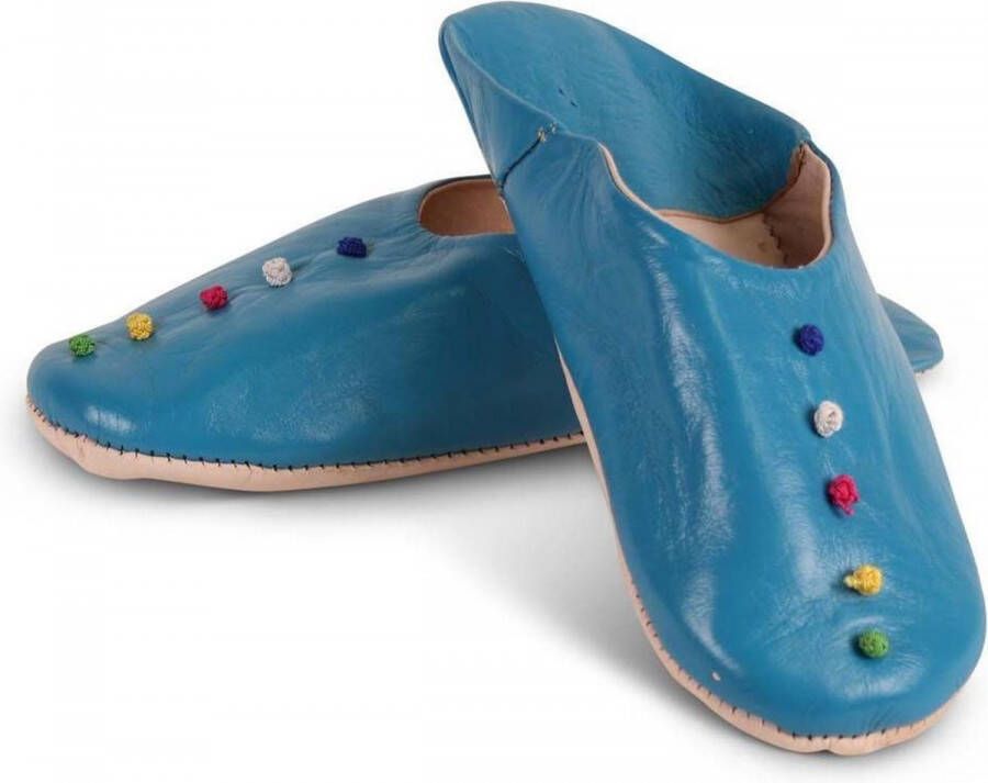 Safaary Marokkaanse sloffen Pompons Blauw - Foto 6